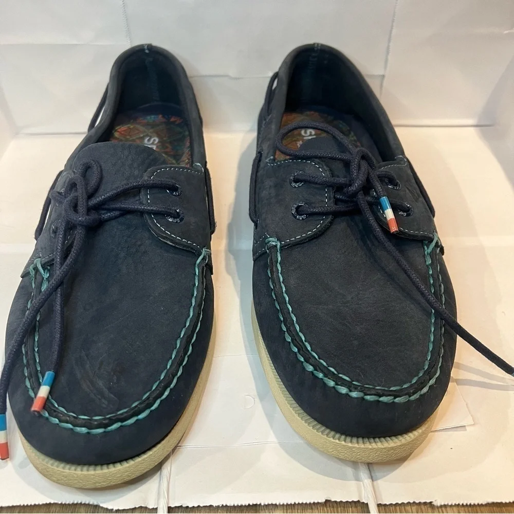 Sperry A/O 2 Playa Navy Aztec Slip On Boat Shoes Size 10.5